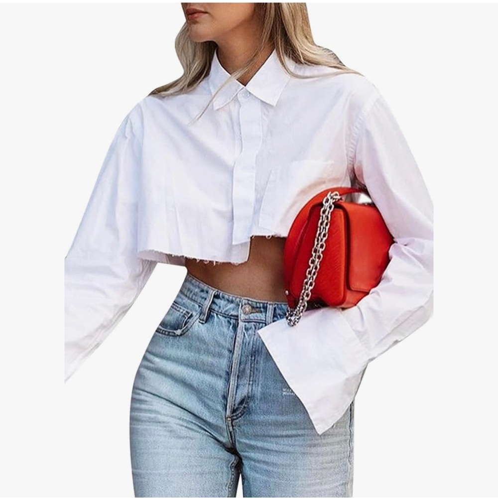 White Cropped Shirt